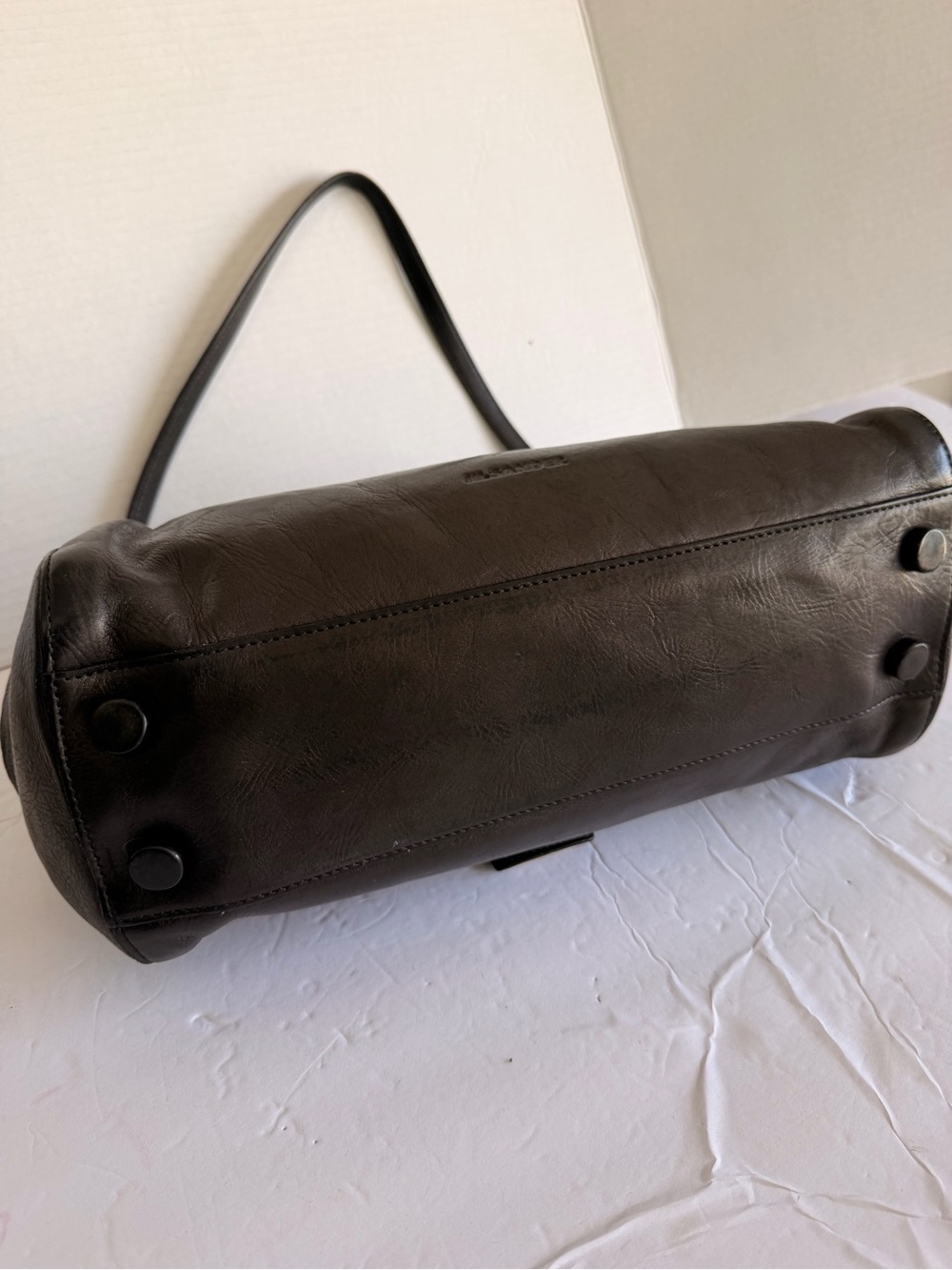 Jil Sander very dark gray Leather Top-Handle Shoulder Bag with Gold Frame - Picture 4 of 8